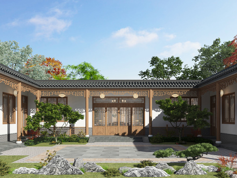 Chinese courtyard garden landscape