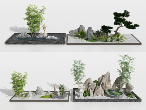 New Chinese-style rockery bamboo sketch