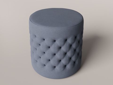 Modern Simple Blue Tufted Round Stool Free