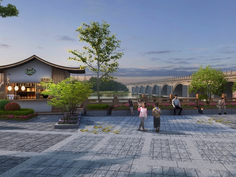 New Chinese Riverside Square psd