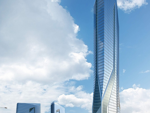 Appearance of high-rise office building psd