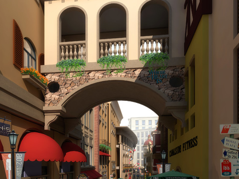 European commercial street psd