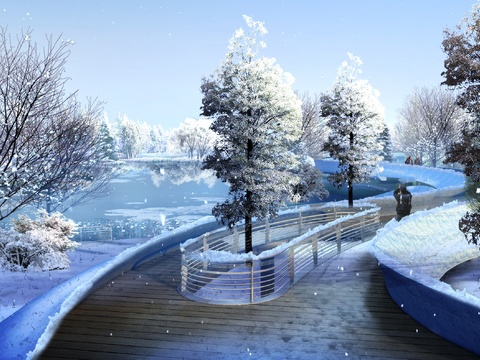 modern park snow covered bridge psd