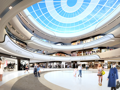 Atrium Landscape of Post-modern Wanda Shopping Mall