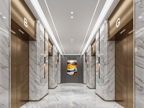 Modern Affordable Luxury Style Hotel Elevator Hall