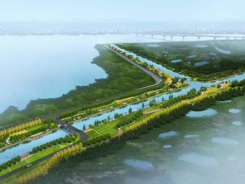 modern wetland garden bird's-eye view psd