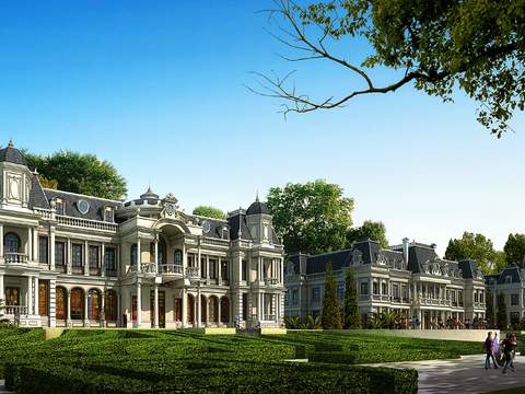 European villa architectural appearance psd