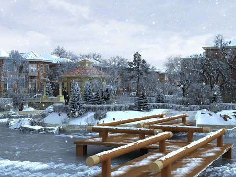 Garden Snow Scene in Jianou Community