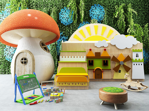 Modern Toy Cartoon Wooden House Combination