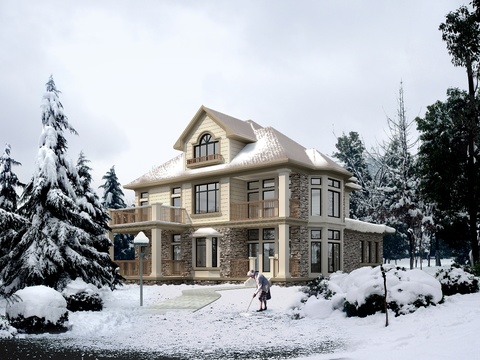 Modern Snow View Villa Appearance psd