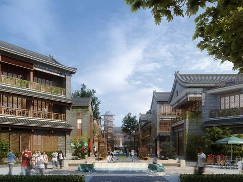 Chinese-style ancient commercial street