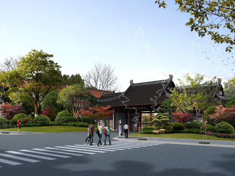 New Chinese Ancient Architecture Landscape psd