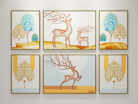 Modern Deer Decorative Painting Free