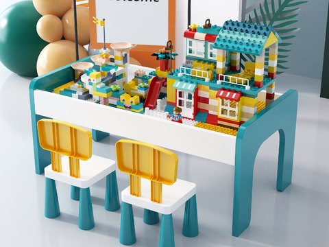 Modern Children's Building Blocks Tables and Chairs