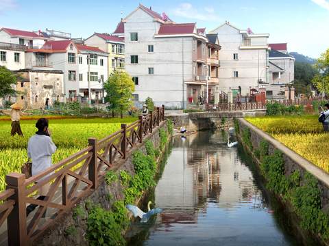 self-built housing river greening psd