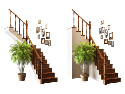 American solid wood corner stairs