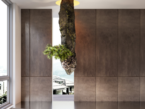 Indoor landscaping hanging stone