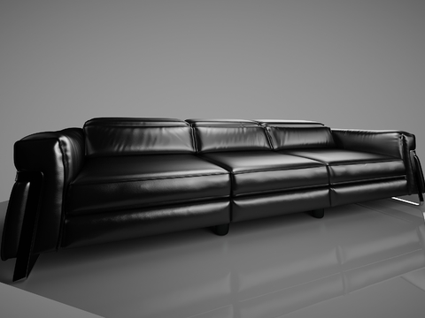 Modern black leather office sofa