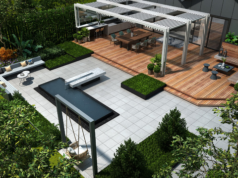 Modern Villa Courtyard Garden