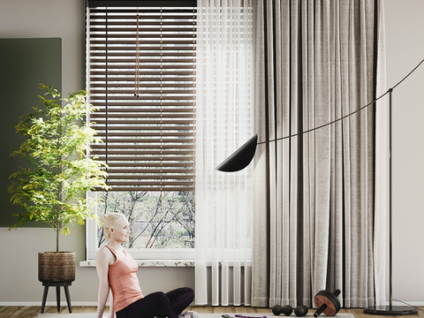 Modern Yoga Figure Curtain