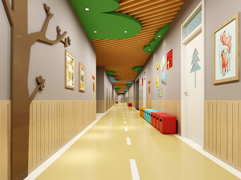 Modern classroom corridor free