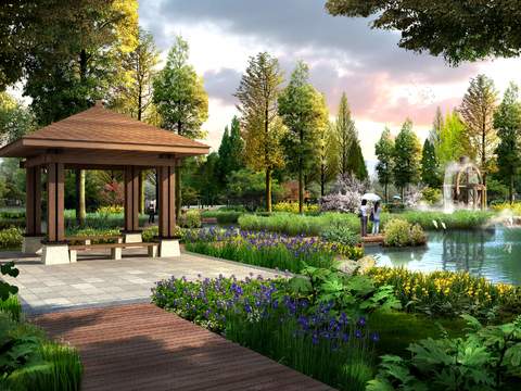 modern wetland pavilion landscape psd