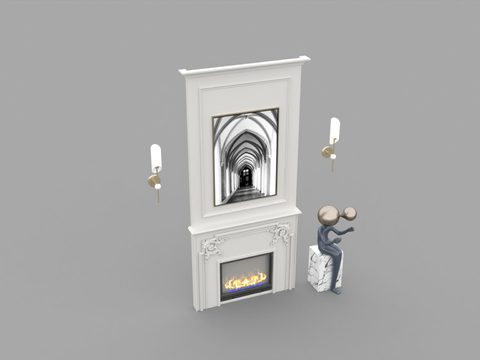 Jane European solid wood carved simulation fireplace free