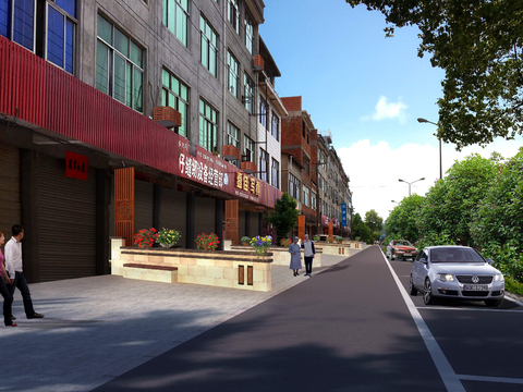 modern commercial street pedestrian street psd