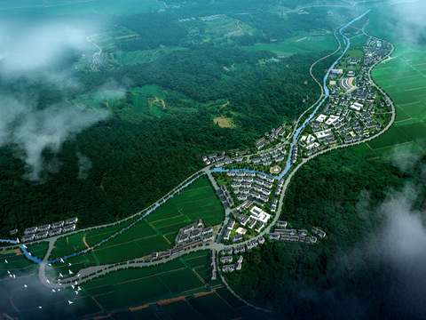 modern village planning bird's eye view psd