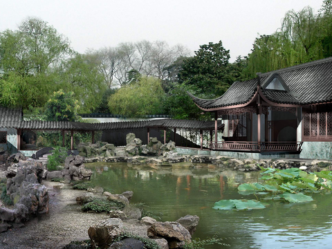 Chinese courtyard pavilion pavilion psd