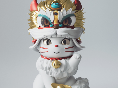 Neo-Chinese Style lucky cat sculpture