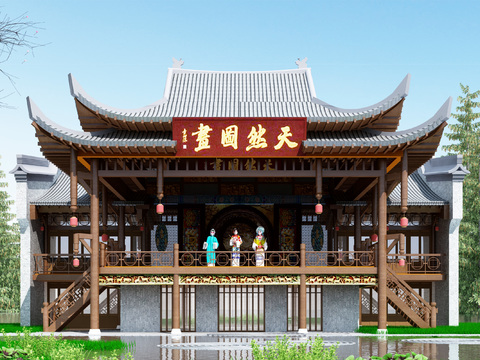 Chinese-style ancient stage