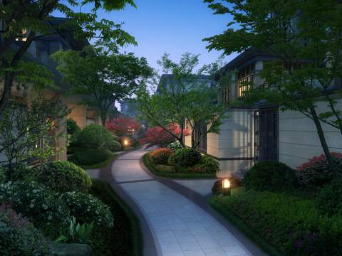 modern park garden night view psd