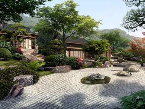 Neo-Chinese Style garden landscape psd