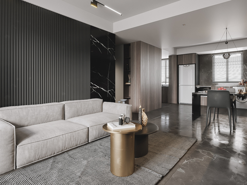 Modern Premium Grey Apartment Living Room Dining Room