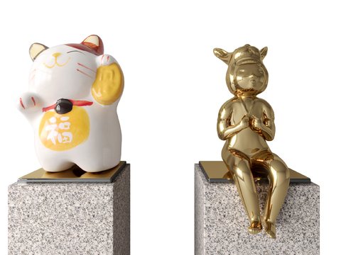 Modern lucky cat statue artwork