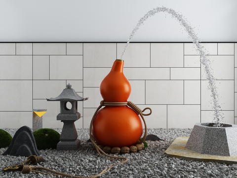 New Chinese gourd fountain sketch