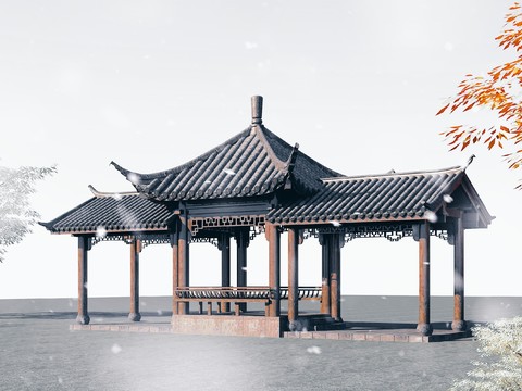 Chinese-style promenade ancient built leisure pavilion