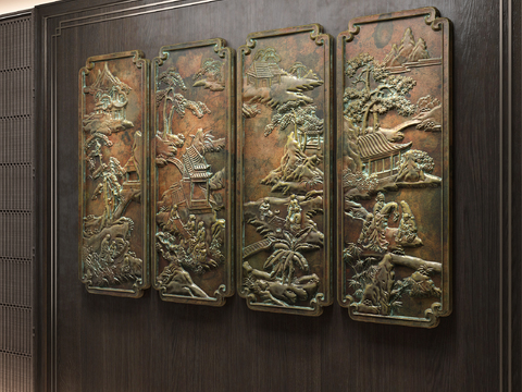 Neo-Chinese Style solid wood relief carving