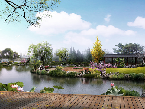 chinese park landscape psd