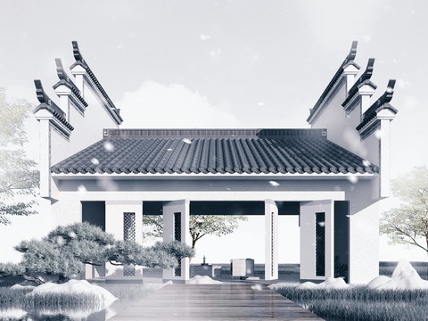 Neo-Chinese Style Huizhou Style Landscape Pavilion