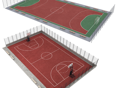 modern basketball court football field