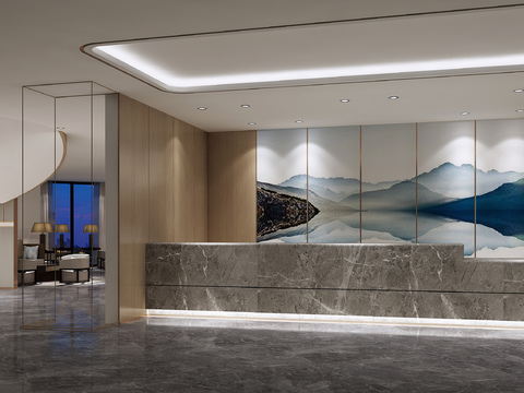 Modern lobby reception area