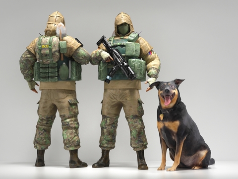 SWAT soldier armed police figure police dog