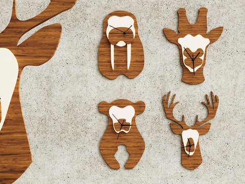 Modern Solid Wood Animal Shape Wall Clock