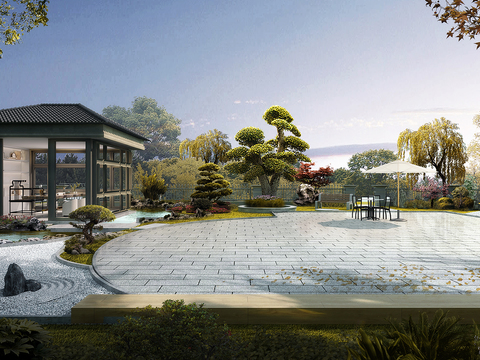 chinese Garden Landscape psd