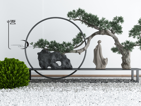 New Chinese pine rockery gardening sketch