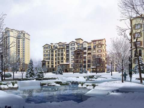 modern snow residential building appearance psd