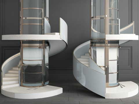 Modern revolving staircase sightseeing elevator