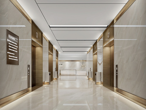 Modern office elevator hall